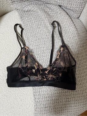 Intimissimi Embroidered Black Sheer Floral Bralette